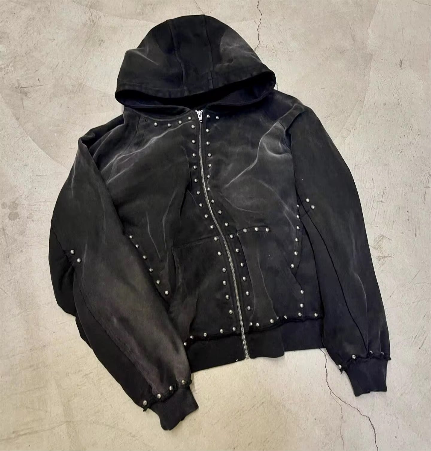 Original "Drop" Zipper Diamond Studded Hoodie